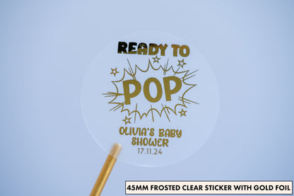 "Ready to Pop" Baby Shower Foil Stickers