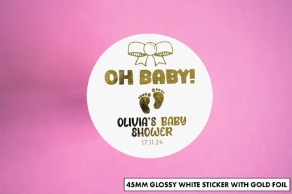 "Oh Baby" Foil Baby Shower Stickers