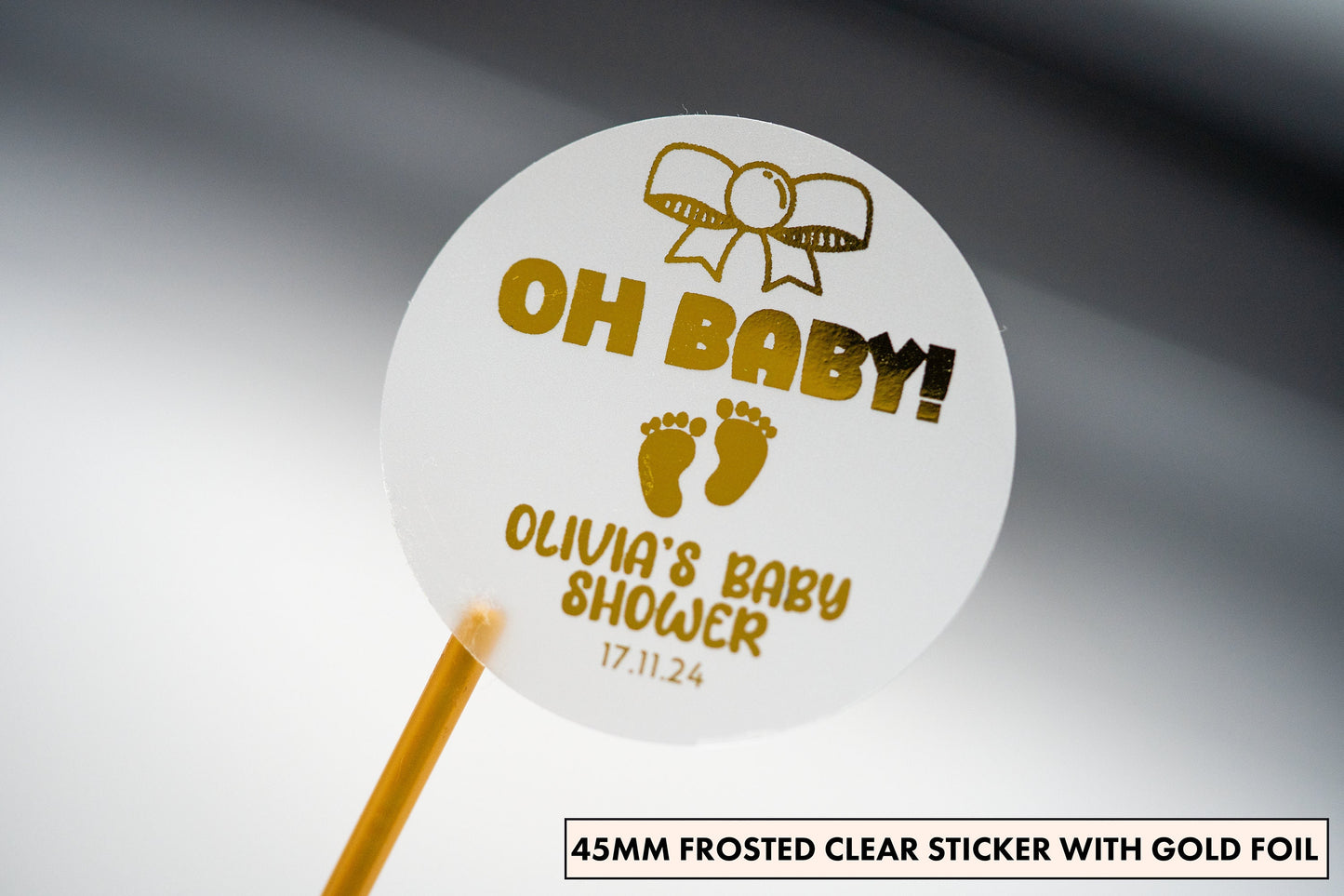 "Oh Baby" Foil Baby Shower Stickers