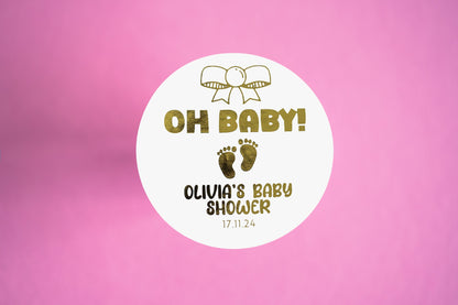 "Oh Baby" Foil Baby Shower Stickers