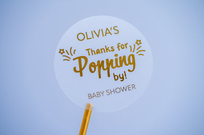 Baby Shower "Thanks for Popping By" Foil Stickers