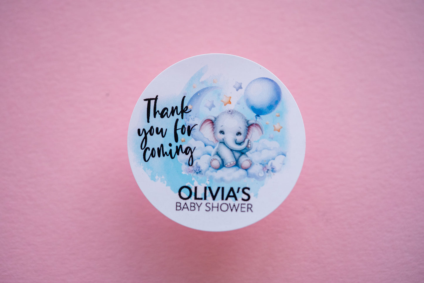 "Elephant Design" Foil Baby Shower Stickers