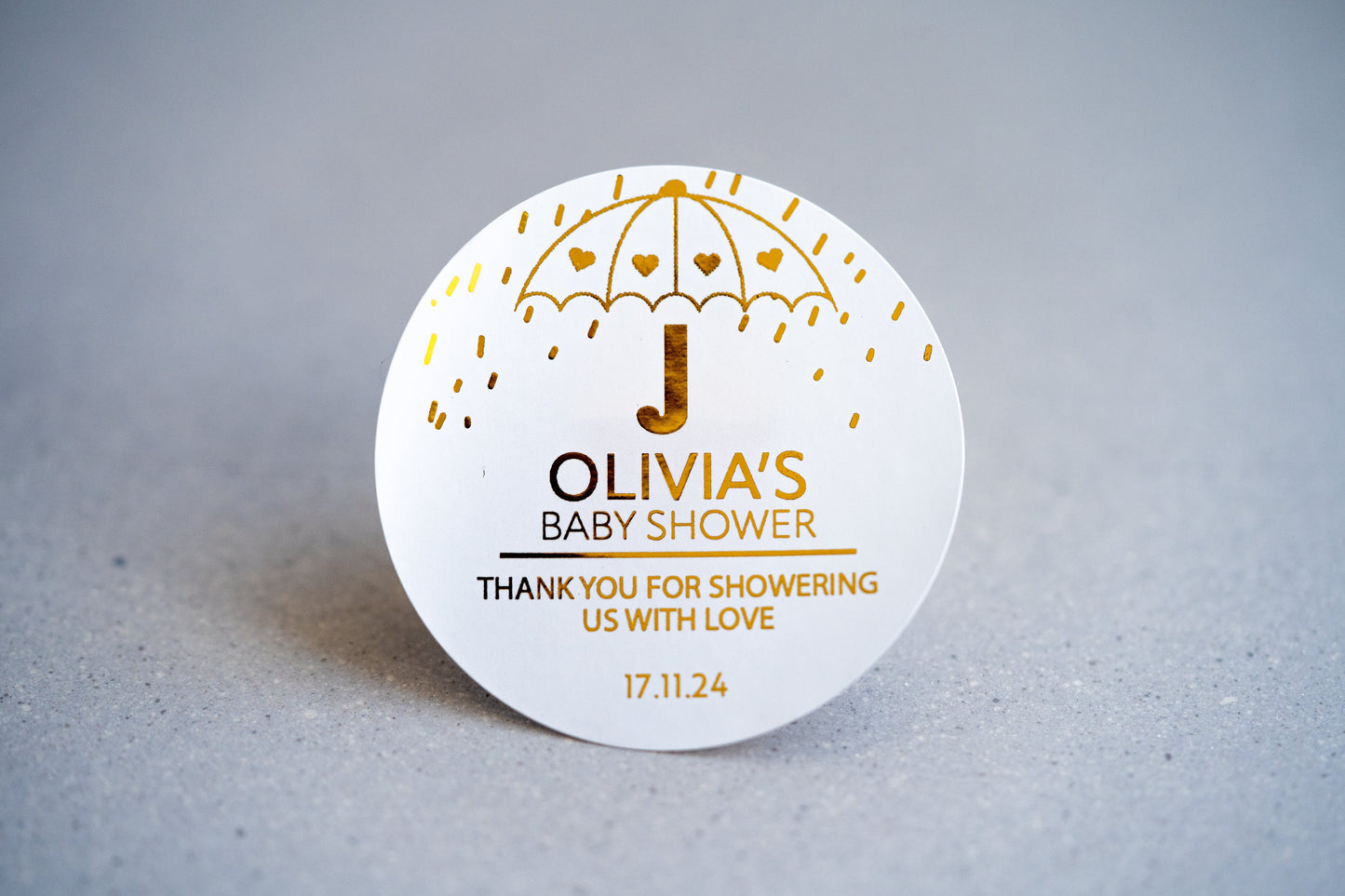 Umbrella Baby Shower Foiled Stickers