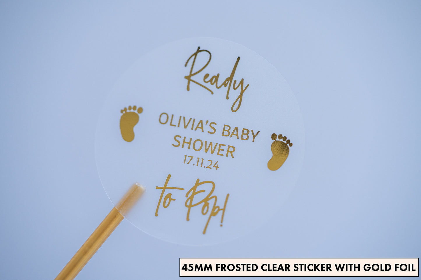 "Ready to Pop" Baby Shower Foil Stickers