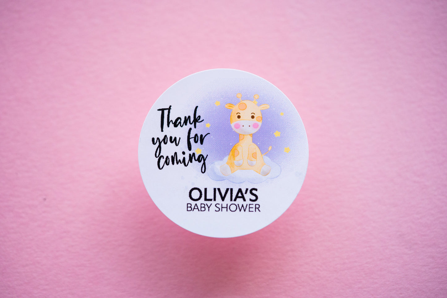 Giraffe Design Foil Baby Shower Stickers