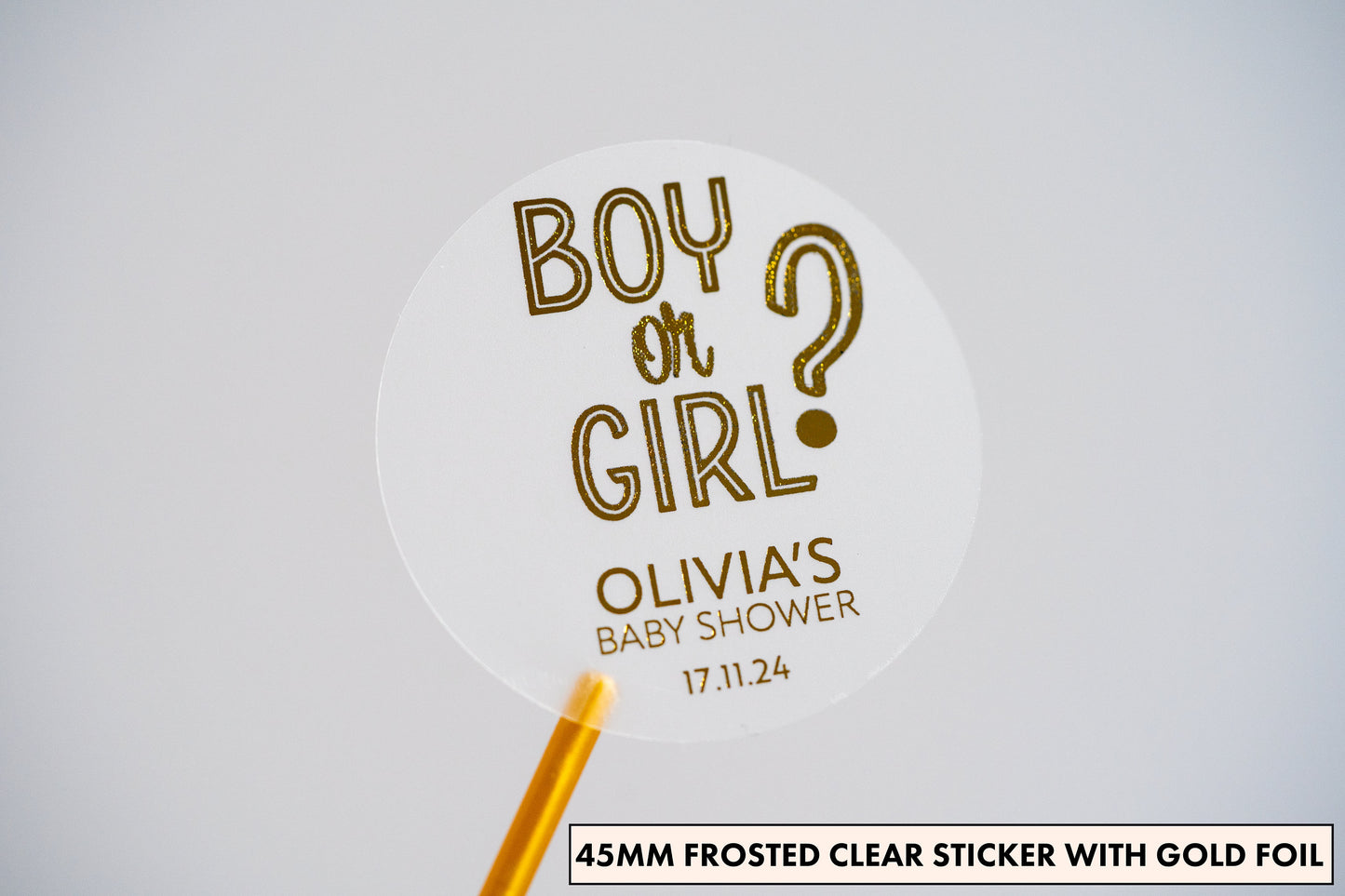 "Boy or Girl" Foil Baby Shower Stickers