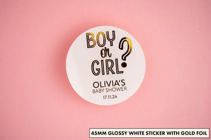 "Boy or Girl" Foil Baby Shower Stickers