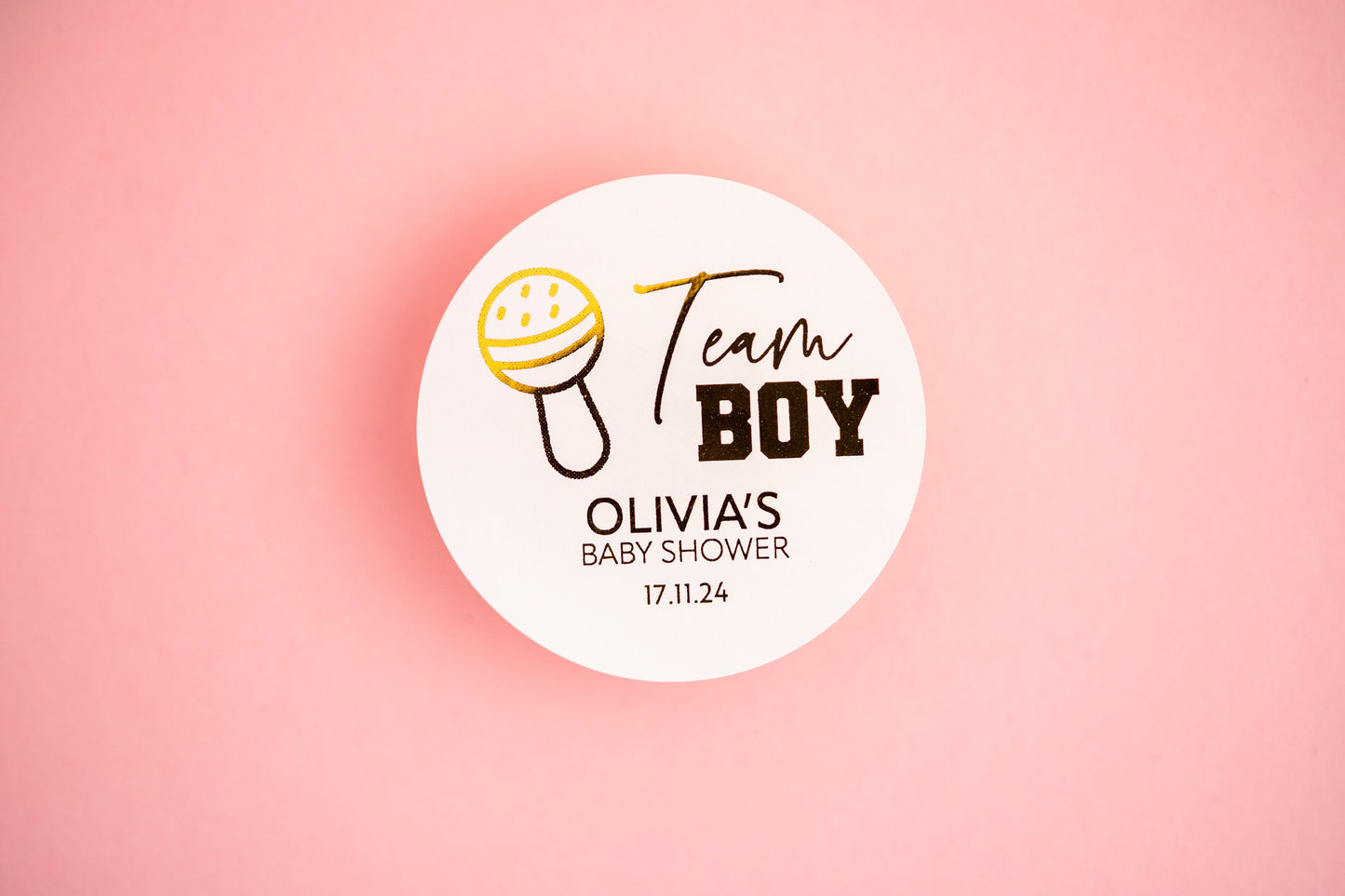 "Team Boy" Baby Shower Foil Stickers