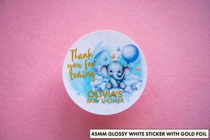 "Elephant Design" Foil Baby Shower Stickers