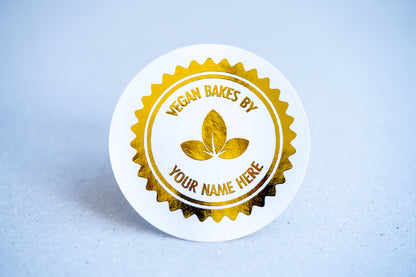 Personalised "Vegan Bakes" Foil Stickers