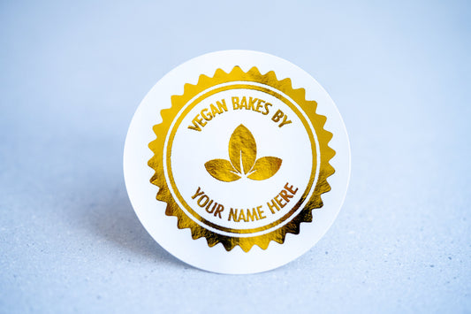 Personalised "Vegan Bakes" Foil Stickers