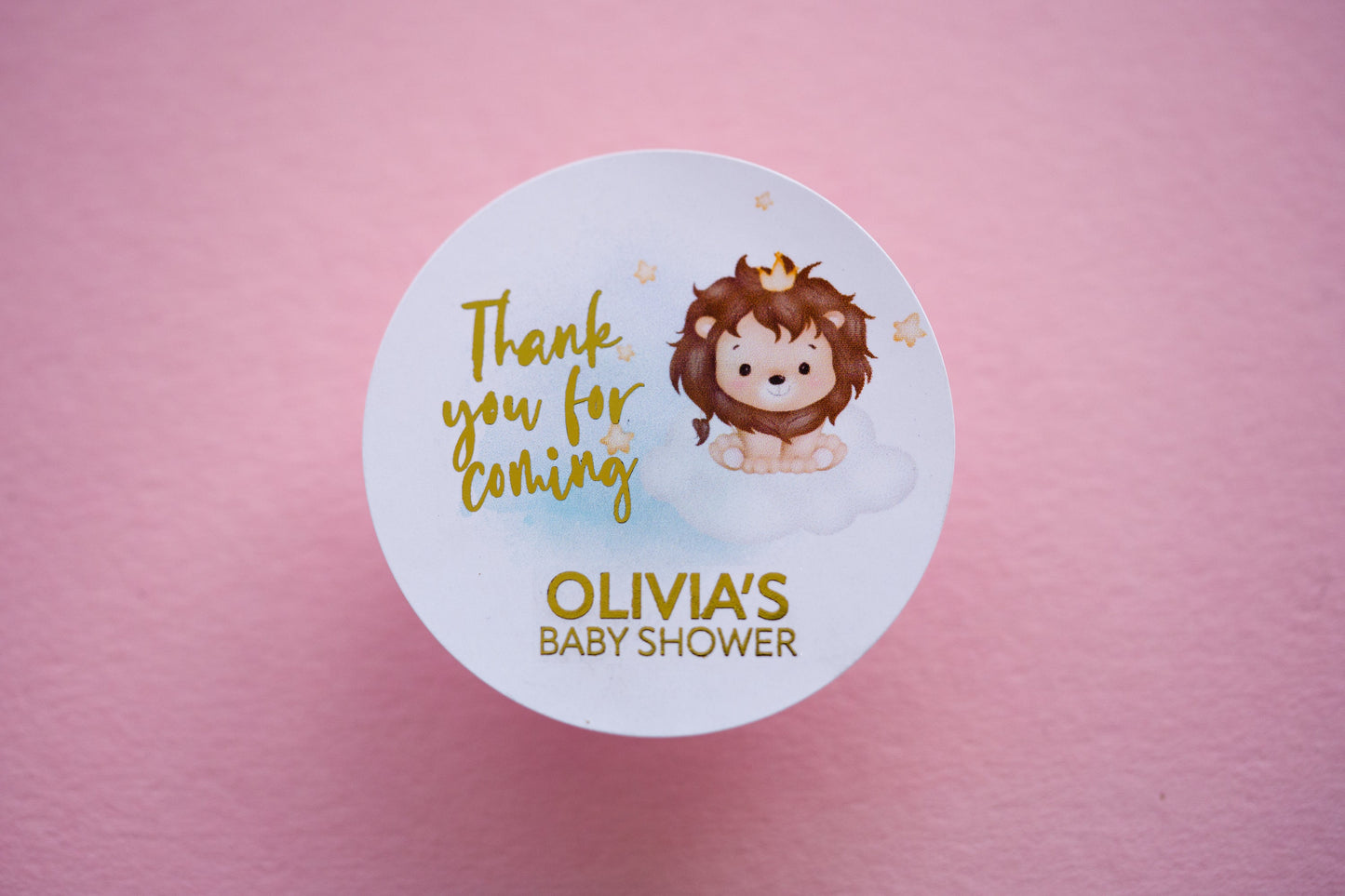Lion Design Foil Baby Shower Stickers