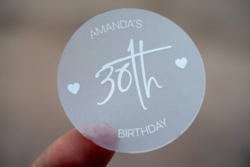 Personalised White Print Birthday Stickers