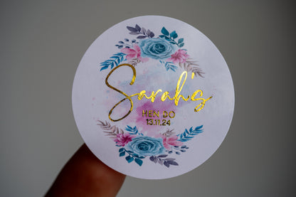 Floral Hen Party Foil Custom Stickers