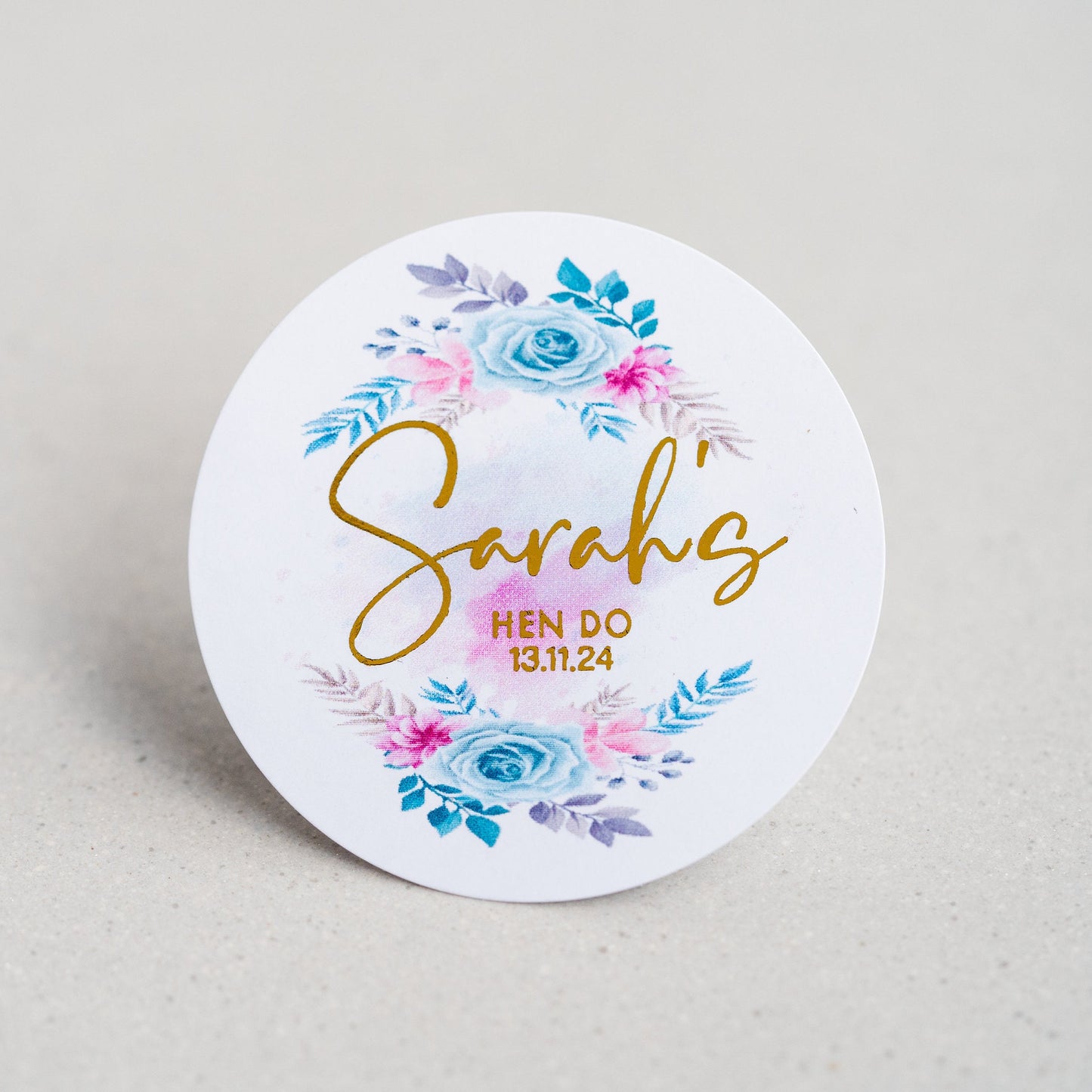 Floral Hen Party Foil Custom Stickers