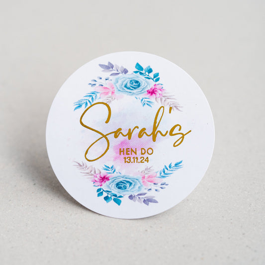 Floral Hen Party Foil Custom Stickers