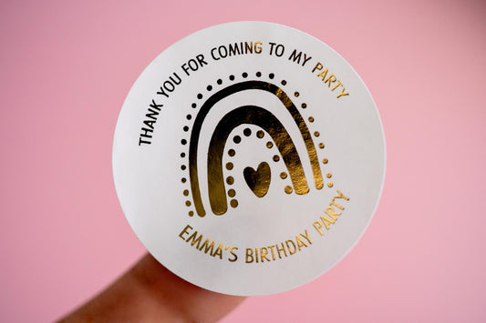 Personalised Rainbow Birthday Foil Stickers
