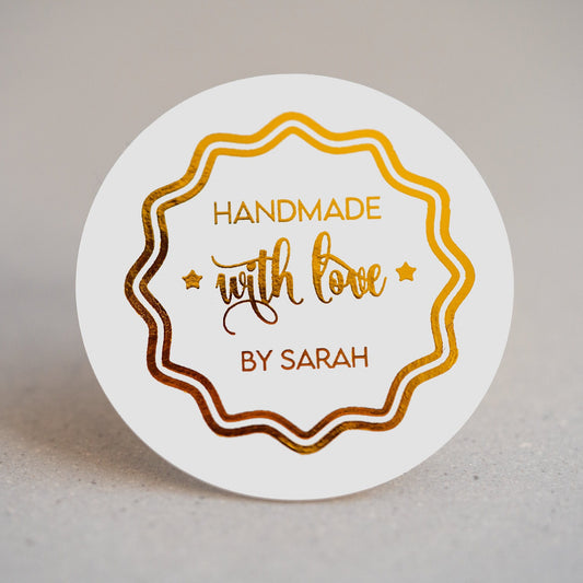 "Handmade with Love" Metallic Foil Stickers