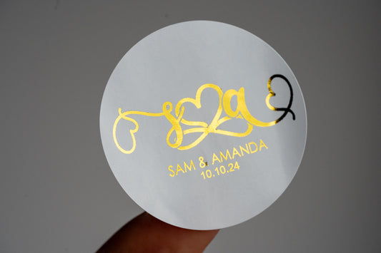 Custom Foil Infinity Wedding Monogram Stickers/Custom Initial Wedding Stickers/Wedding Name Stickers/Gold Foil Wedding Stickers