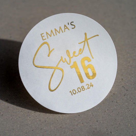 Personalised Sweet 16 Birthday Foil Stickers