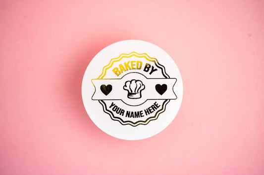 "Baked By" Metallic Foil Stickers