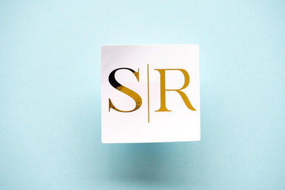 Custom Square Foil Monogram Wedding Stickers