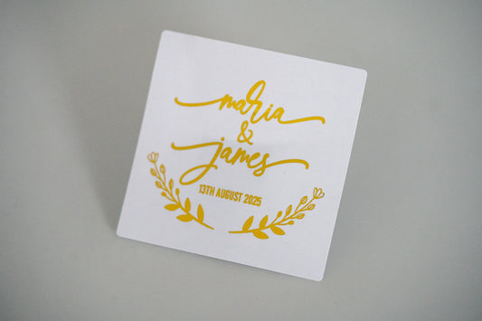 Custom Square Foil Wedding Stickers