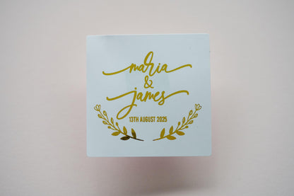 Custom Square Foil Wedding Stickers
