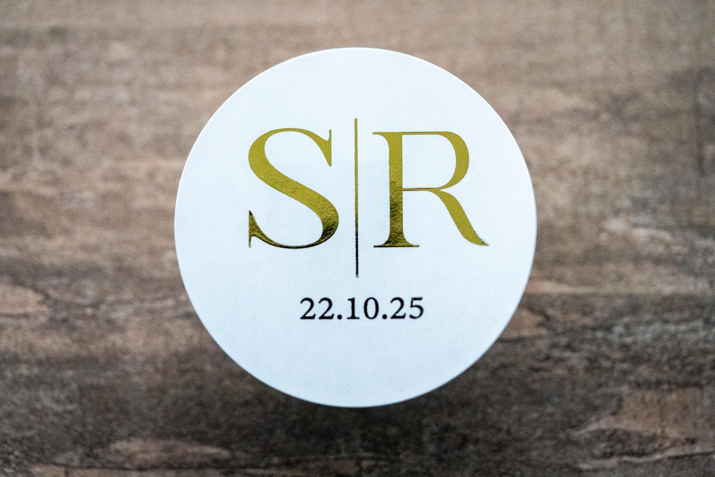Custom Round Foil Monogram Wedding Stickers