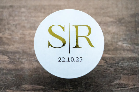 Custom Round Foil Monogram Wedding Stickers