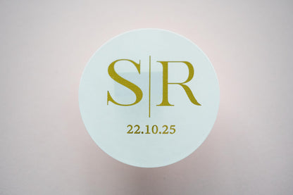 Custom Round Foil Monogram Wedding Stickers
