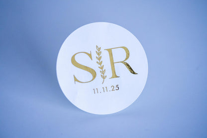 Custom Metallic Foil Wedding Monogram Stickers