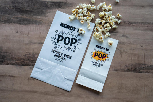 White Kraft Popcorn Party Bags