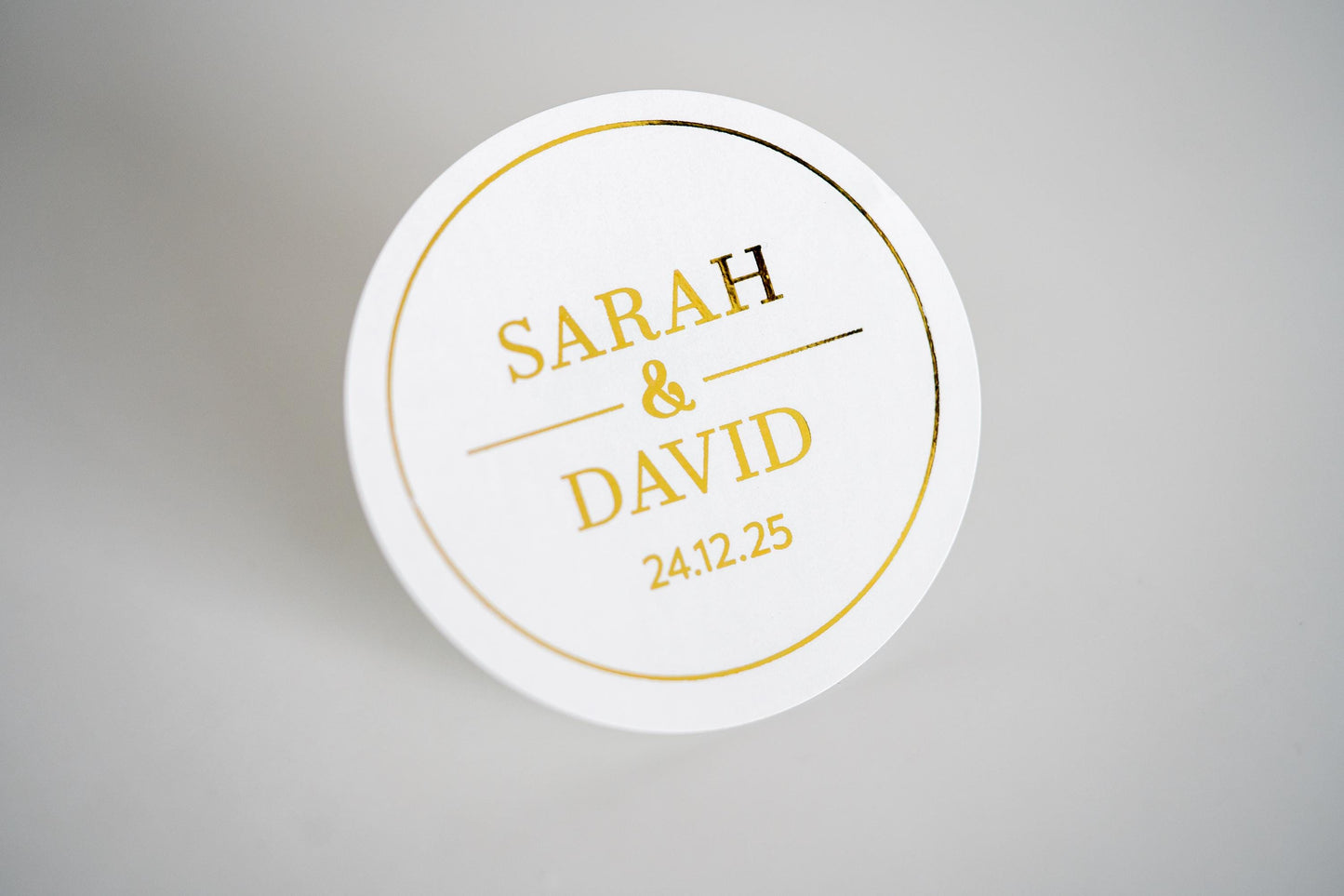 Personalised Foil Round Wedding Stickers