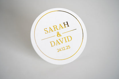 Personalised Foil Round Wedding Stickers