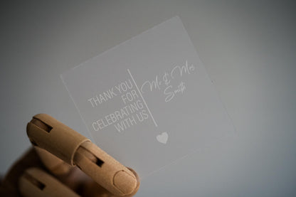 Custom Square White Print Thank You Stickers