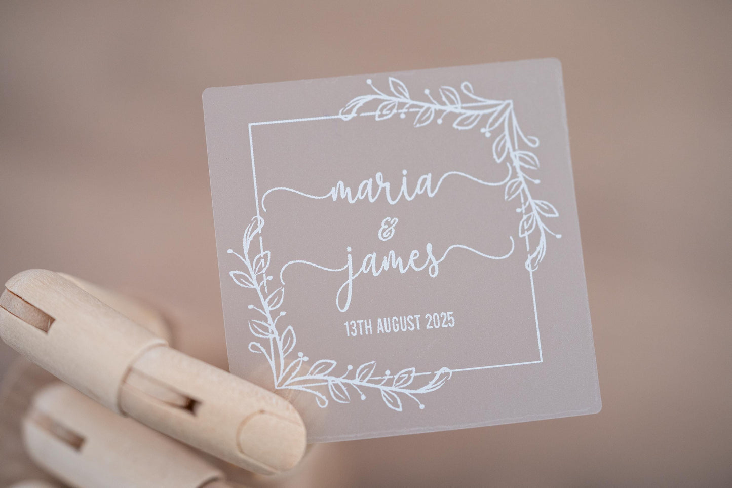 Personalised White Square Wedding Stickers