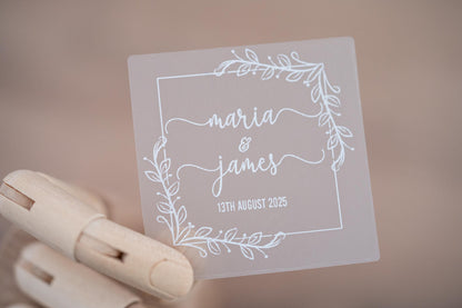 Personalised White Square Wedding Stickers