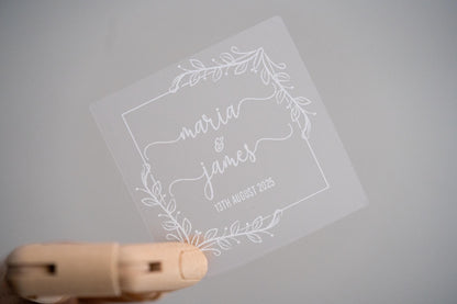 Personalised White Square Wedding Stickers