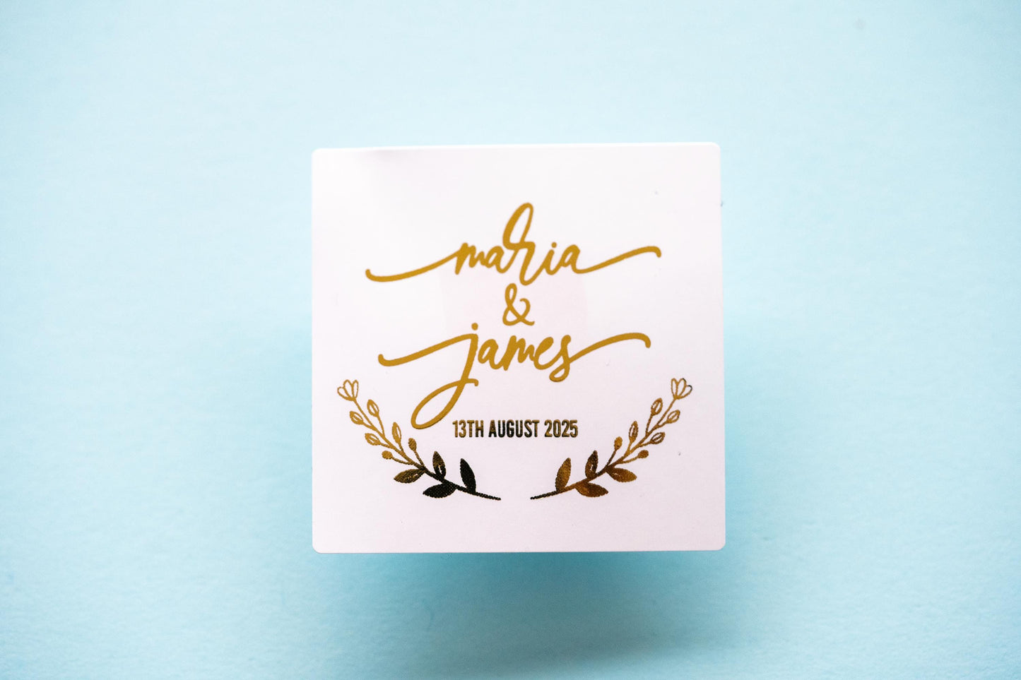 Custom Square Foil Wedding Stickers