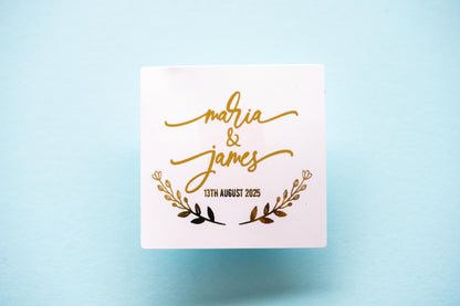 Custom Square Foil Wedding Stickers