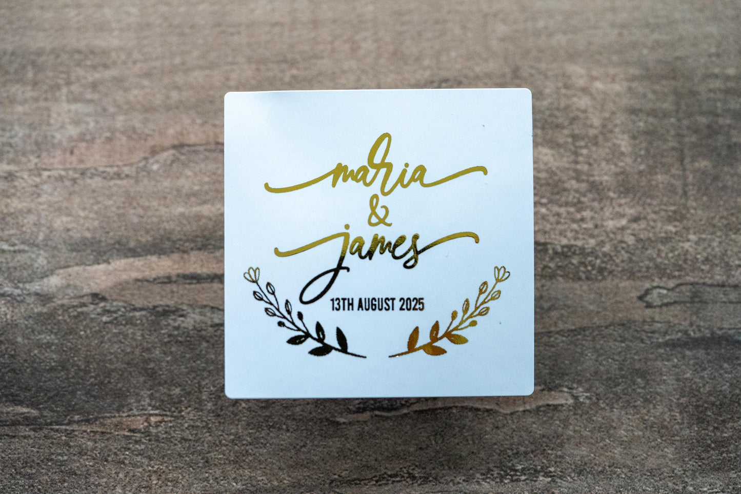 Custom Square Foil Wedding Stickers