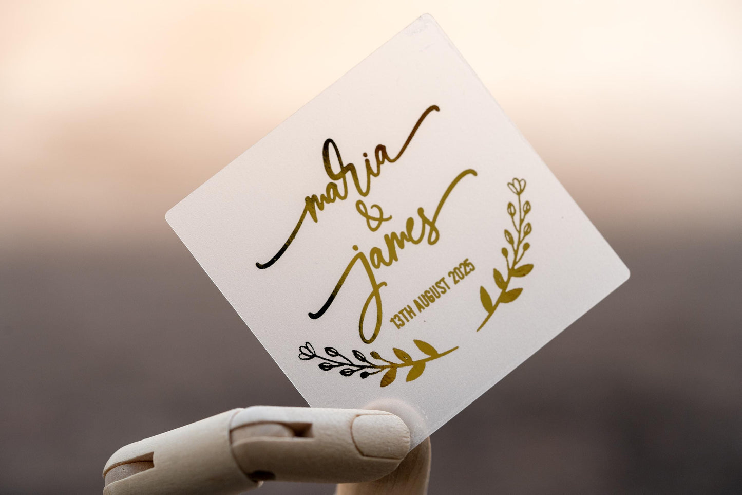 Custom Square Foil Wedding Stickers