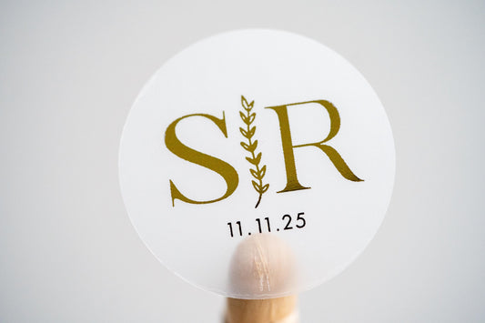 Custom Metallic Foil Wedding Monogram Stickers