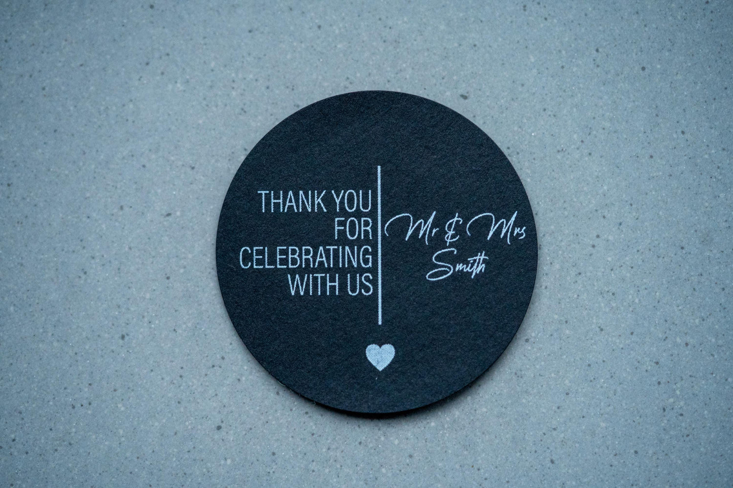 Personalised "Thank You For Celebrating With Us" Black Stickers