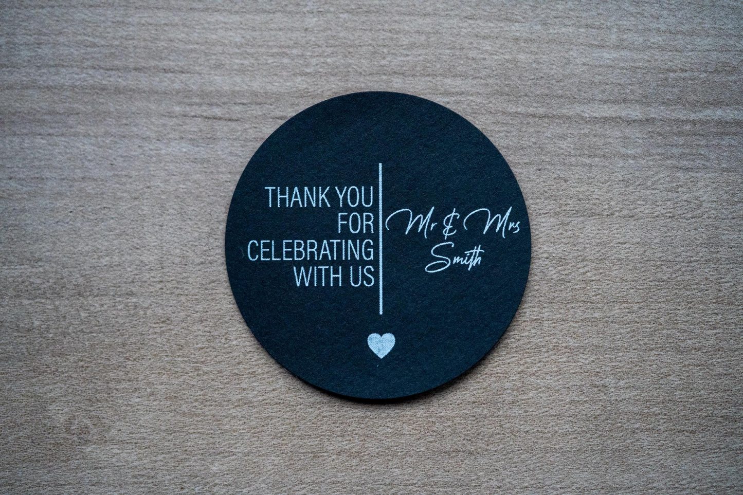 Personalised "Thank You For Celebrating With Us" Black Stickers