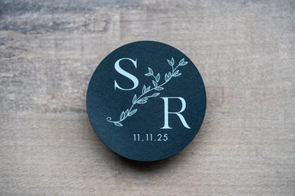 Personalised Black White Print Monogram Stickers