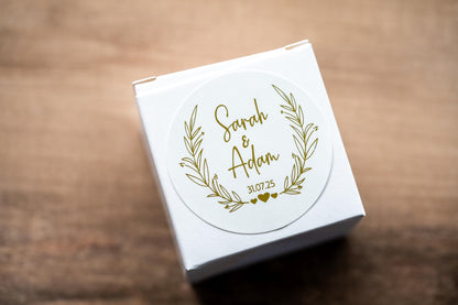 Custom Leaf Wreath Foil Wedding Sticker