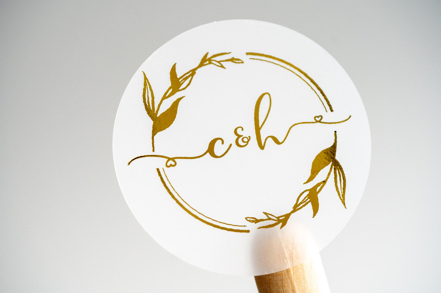 Personalised Foil Monogram Stickers with Leaf Border