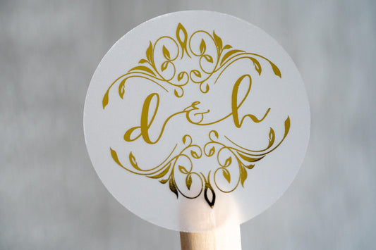 Foil Wedding Sticker with Ornamental Design